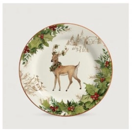 PRATO JANTAR RENA COM GUIRLANDA DECORADO