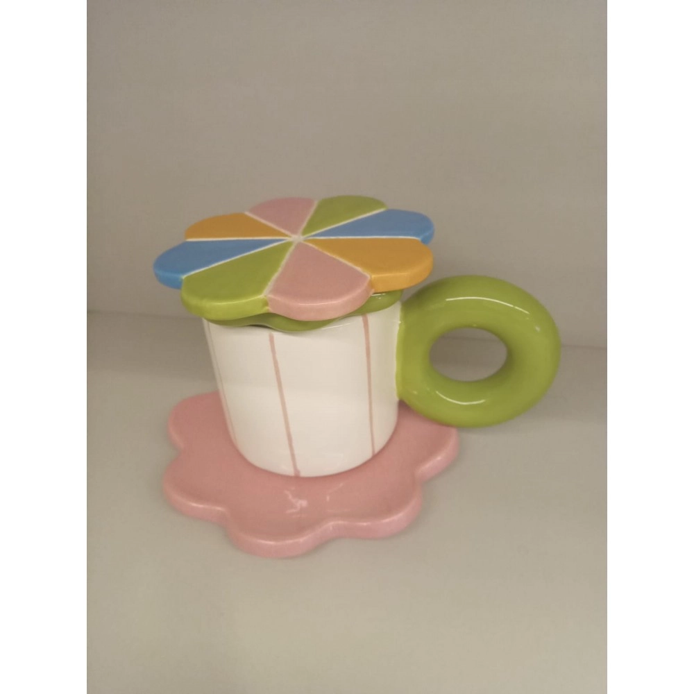 JOGO DE CHA FLOWERS STRIP